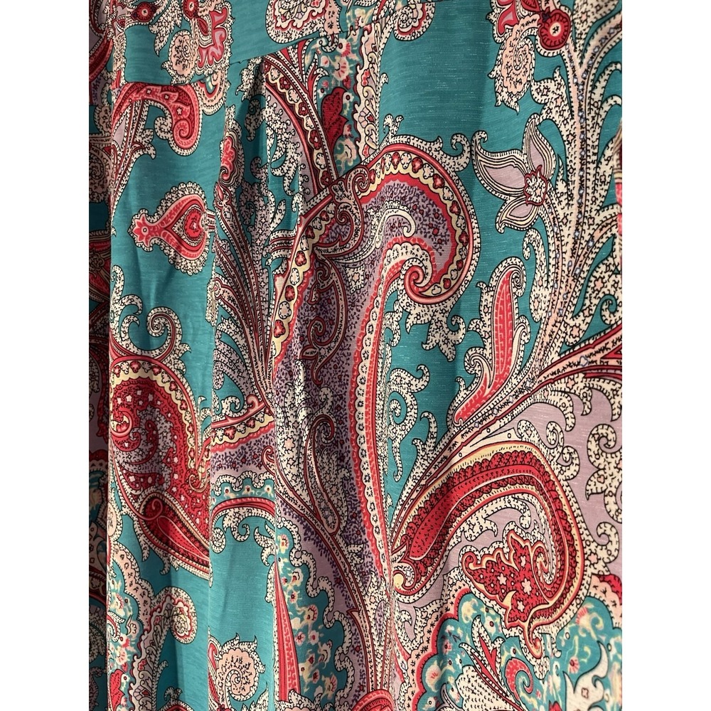 Dear Scarlett Plus Size Women's Top Blouse XL Will Fit 1X Blue Teal Paisley NWT - Picture 2 of 4